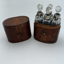 Antique Victorian Travel Scent Bottle Set 4 C...