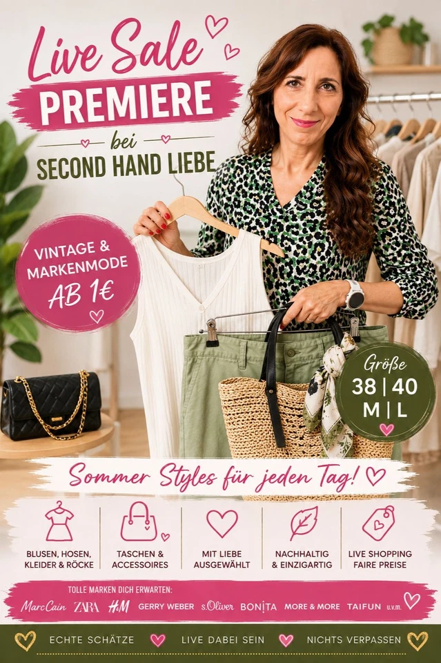 🔥 Live Premiere Damenmode ab 1€ Gr 38 40 M L Kleider Blusen Taschen Marken