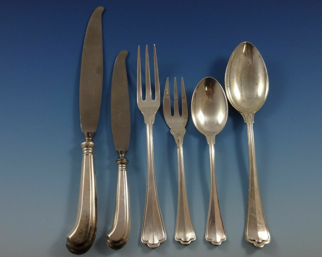 St. Saint Mark 800 Silver Flatware Set for 12 Dinner Service 72