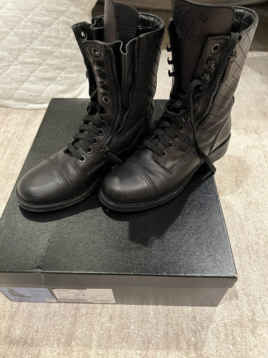 Chanel Mid-Thigh Leather Boots. Size 37.5