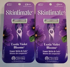 (2) Skintimate Exotic Violet Bloom Womens 4 Blade Disposable Razors 8 Total 