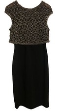 PAMELLA ROLAND BEAUTIFUL BLACK BEADED COCKTAIL DRESS NWT 695 S6