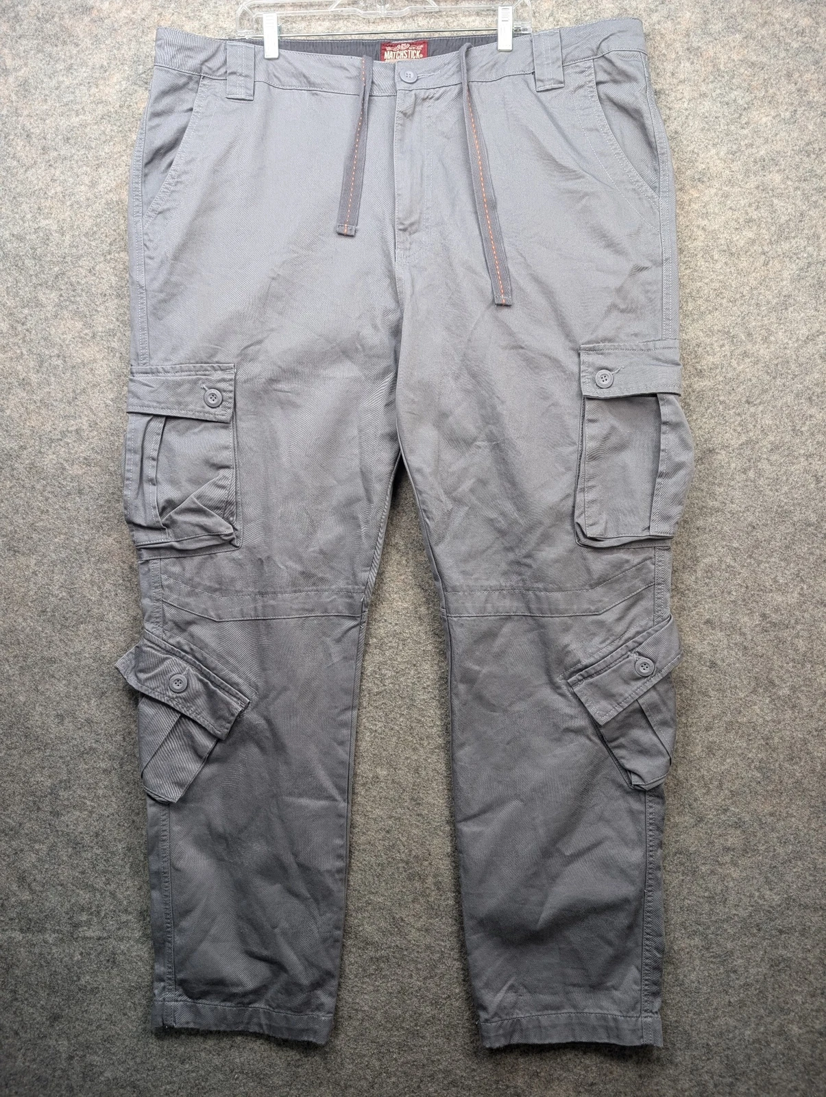 Matchstick Pants Mens 45 Gray Cargo Utility Drawstring Grunge Streetwear