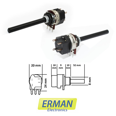 Potenziometro Rotativo 100k Potenziometro Rotativo Lineare B100K 100k Ohm Con Interruttore ON/OFF - 1/4W, Singolo Giro, WH148 Potenziometro 100k