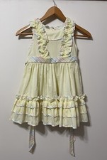 Vintage Mini World Pinafore Dress Girls 5 Full Circle Ruffles Butt Yellow Fairy