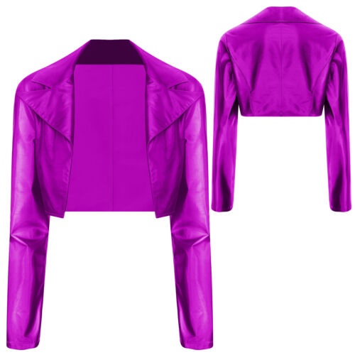 Giacca Donna Cappotto Lucido Moto Capispalla Rock Streetwear Cropped Clubwear - Foto 31 di 49