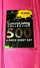 Bright Luxury Living Collection 500 6-Piece Pink King Sheet Set