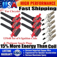 Set Of 6 Platinum Spark Plug And Ignition Coil Pack For Chrysler Dodge Jeep 200 Set Of 6 Platinum Spark Plug And Ignition Coil Pack For Chrysler Dodge Jeep 200