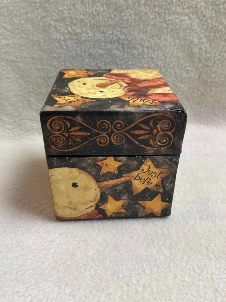 Lang Bob's Boxes - Small Decorative Box with Primitive Snowmen -'Believe in Bob' - Image 4 of 4
