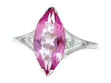 R3485 6x12mm Marquise Cut Pink Topaz Sterling Silver Modern Ring
