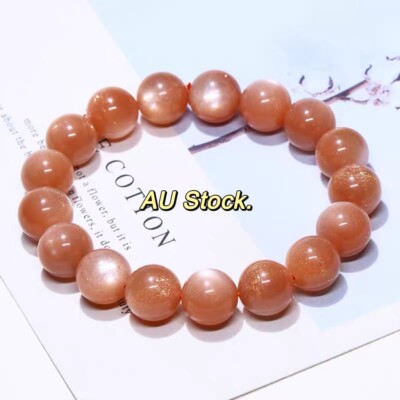 Natural ORANGE Peach MOONSTONE HEALING ENERGY BRACELET 10mm