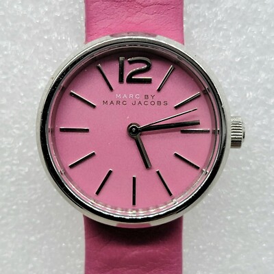 Marc By Marc Jacobs Women Watch Round Dial 26mm Pink Leather Band