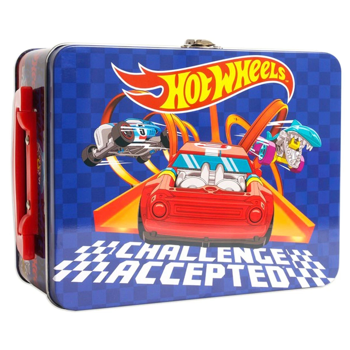 Hot Wheels 15 Car Storage Tin Carry Case for Kids Toy Car Durable & Portable