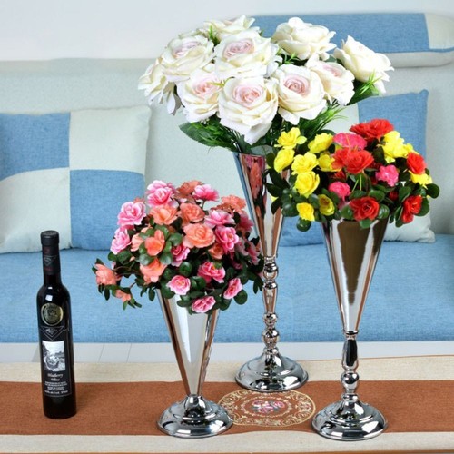 Golden Flower Vase Iron Metal Vases Fashion Candle Holder Table - Picture 12 of 18