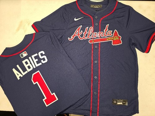 Camiseta deportiva de béisbol cosida de los Atlanta Braves Freeman Strider Acuna Jr Olson Riley AZUL MARINO - Imagen 10 de 15