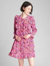 NWOT Gap Ruffle Long Sleeve Floral Shirtdress, MULTI SIZE M      #296285 O0809H