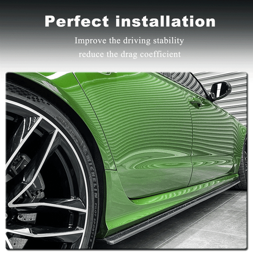 Fit For Audi A6 RS6 C7 13-18 Real Carbon Fiber Side Skirts Extension Lip Spoiler - Bild 5 von 12