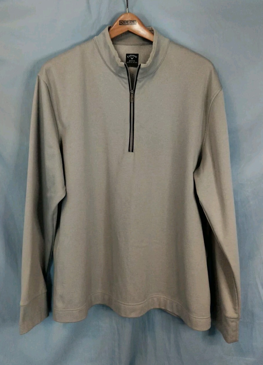 Callaway Golf Weather Series 1/4 Zip Pullover Gray Waffle Knit Men's