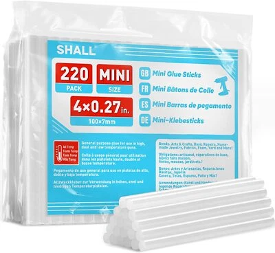 SHALL 220 PCS 7MM/11MM Clear Glue Sticks Hot Melt for Arts Craft DIY Kit Set - Image 1 of 4