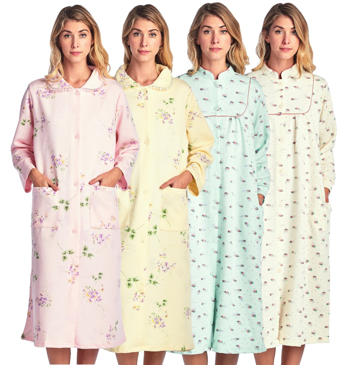 Casual Nights Women's Long Quilted Robe House Dress, Size: Small