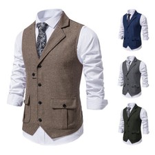 Gilet In Houndstooth Da Uomo Senza Maniche Giacca Business Top