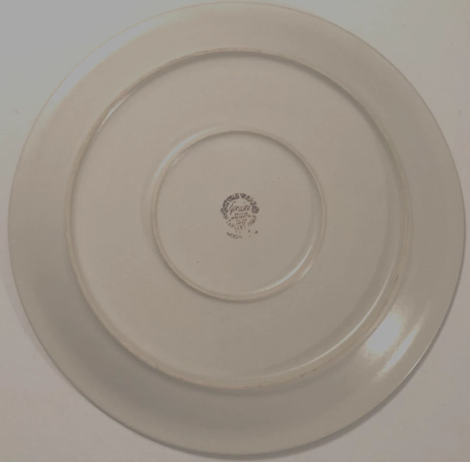 KASUGA Moonglow Patio Round White Green Trim Platter Vintage Chop Plate 12 1/4" - Image 2 of 3