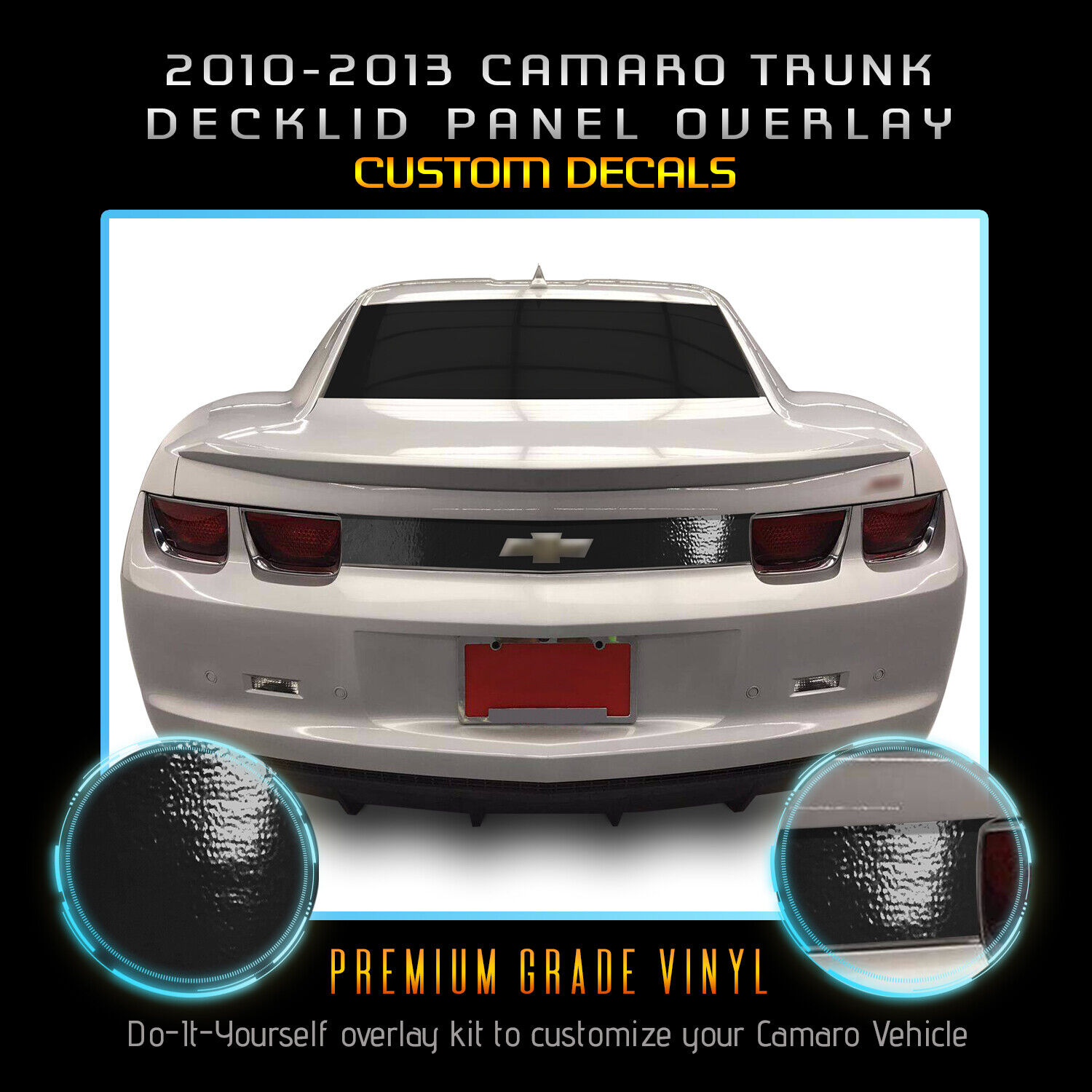 For 2010-2013 Camaro Trunk Deck Panel Overlay Accent Vinyl Decal - Gloss Vinyl