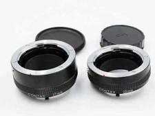 Contax Auto Extension Tube Set 20mm 27mm SLR C/Y Mount w/caps and leather case