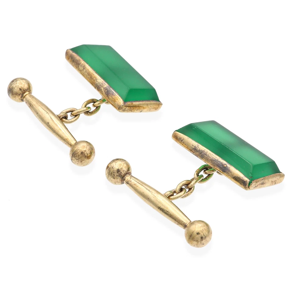Gemelos vintage de vidrio verde Vermeil Foto 4 de 4