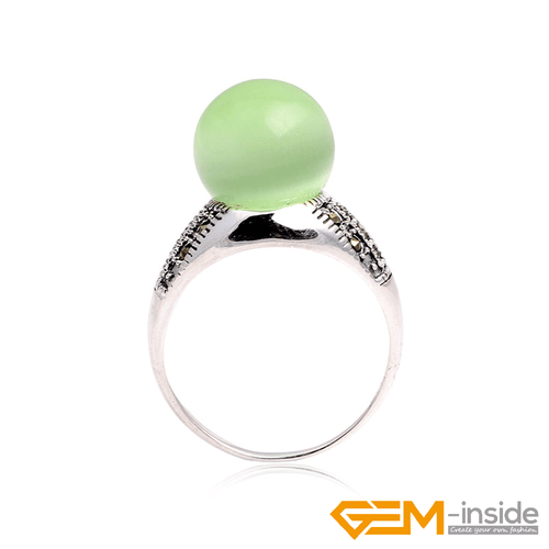 Fashion Gemstone Bead Rings Tibetan Silver Marcasite Jewelry Gift 12mm Christmas - Picture 60 of 60