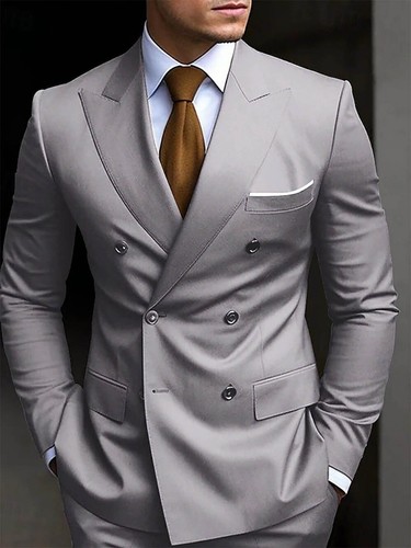 Traje de hombre Business formal chaqueta de dos filas ropa de trabajo a medida - Imagen 23 de 26