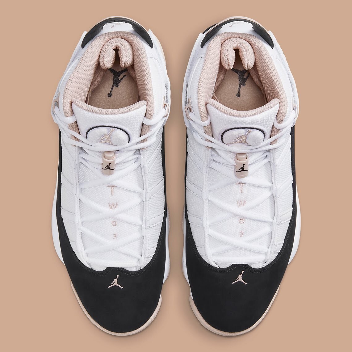 Men's Size 9.5 Nike Air Jordan 6 Rings White Black Fossil Men's Size 9.5 Nike Air Jordan 6 Rings White Black Fossil