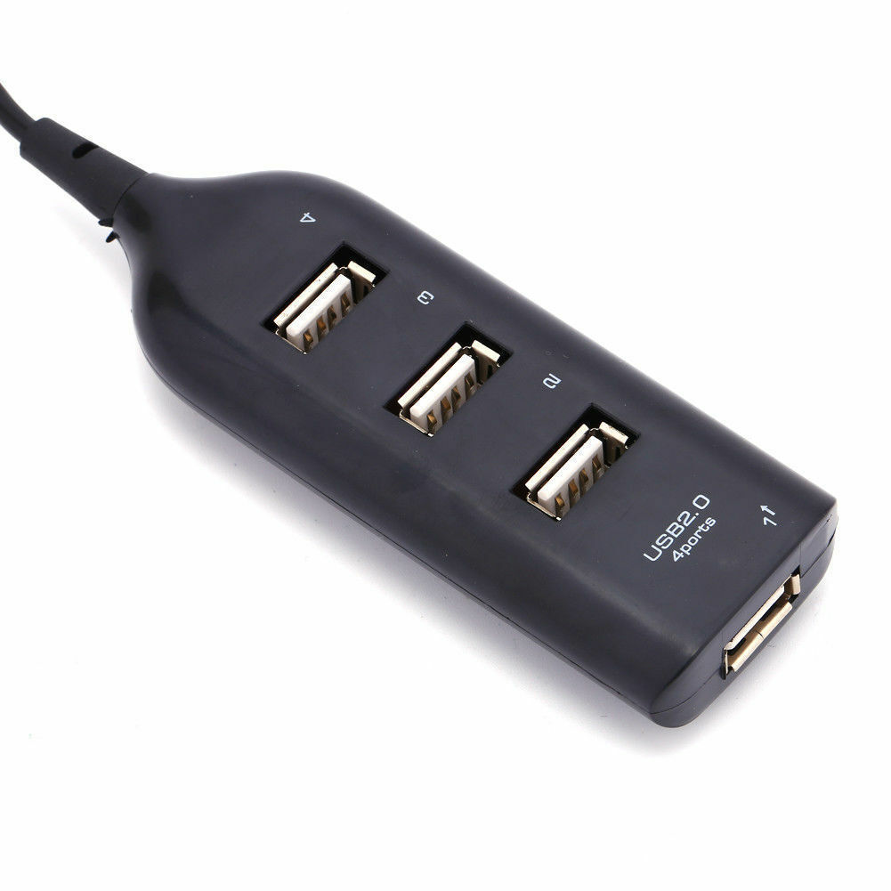 Black USB 2.0 Hi-Speed 4-Port Splitter Hub For PC Notebook Computer