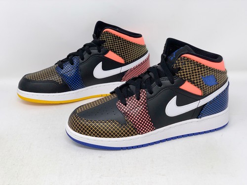 Air Jordan 1 Mid 'Grid' Black Sneaker, Size 5Y / 6.5W BNIB DC4092-001 | eBay