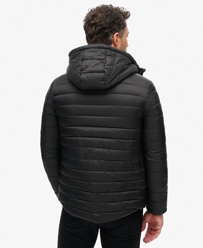 Superdry Jacket Hooded Fuji Sport Padded Winter Coat Zip Pockets Black - Picture 5 of 5