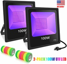 2-Pack UV LED Black Light 100W Floodlight Outdoor Waterproof Stage Party Light