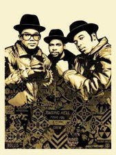 Run DMC Gold Poster - Shepard Fairey -  Art Print Obey Giant - LE SIGNED - 2020
