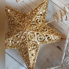 Image of large 20 or 30cm Tree Star Topper christmas Silver Champagne Gold White Red Pink