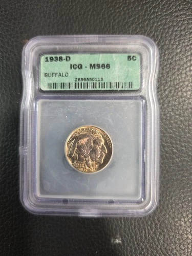 1938-D BUFFALO NICKEL BU UNCIRCULATED TONED IN PCI OLD HOLDER