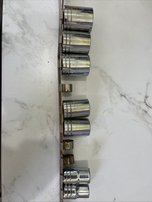 Proto Socket Set 7pc 1/2'' Drive SAE 12pt 1-1/16, 1, 15/16, 13/16, 3/4, 9/16, 1/2