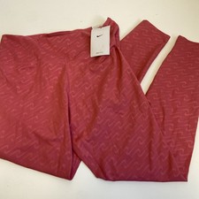 NWT Women  s Nike One Pink Swoosh Icon Leggings Yoga Pants 7/8 Length Mid Rise