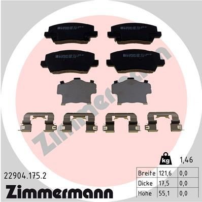 Zimmermann Bremsbelagsatz, Scheibenbremse 22904.175.2 FüR KIA-image