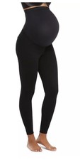 NWT Spanx Mama Ankle Jean-ish Leggings Black  Elastic Panel Maternity XS $110