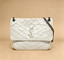 Saint Laurent Niki Medium Chain Satchel Crink...