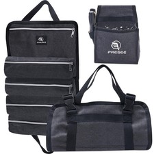 Canvas Tool Roll Bag with 5 Zippered Pouches& Belt Pouch - Water-Resistant To...