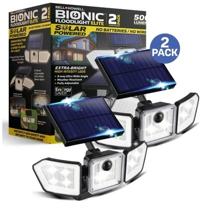 Bell+Howell Solar Lights for Outside, Solar Powered Lights,Flood Lights 2-Pack
