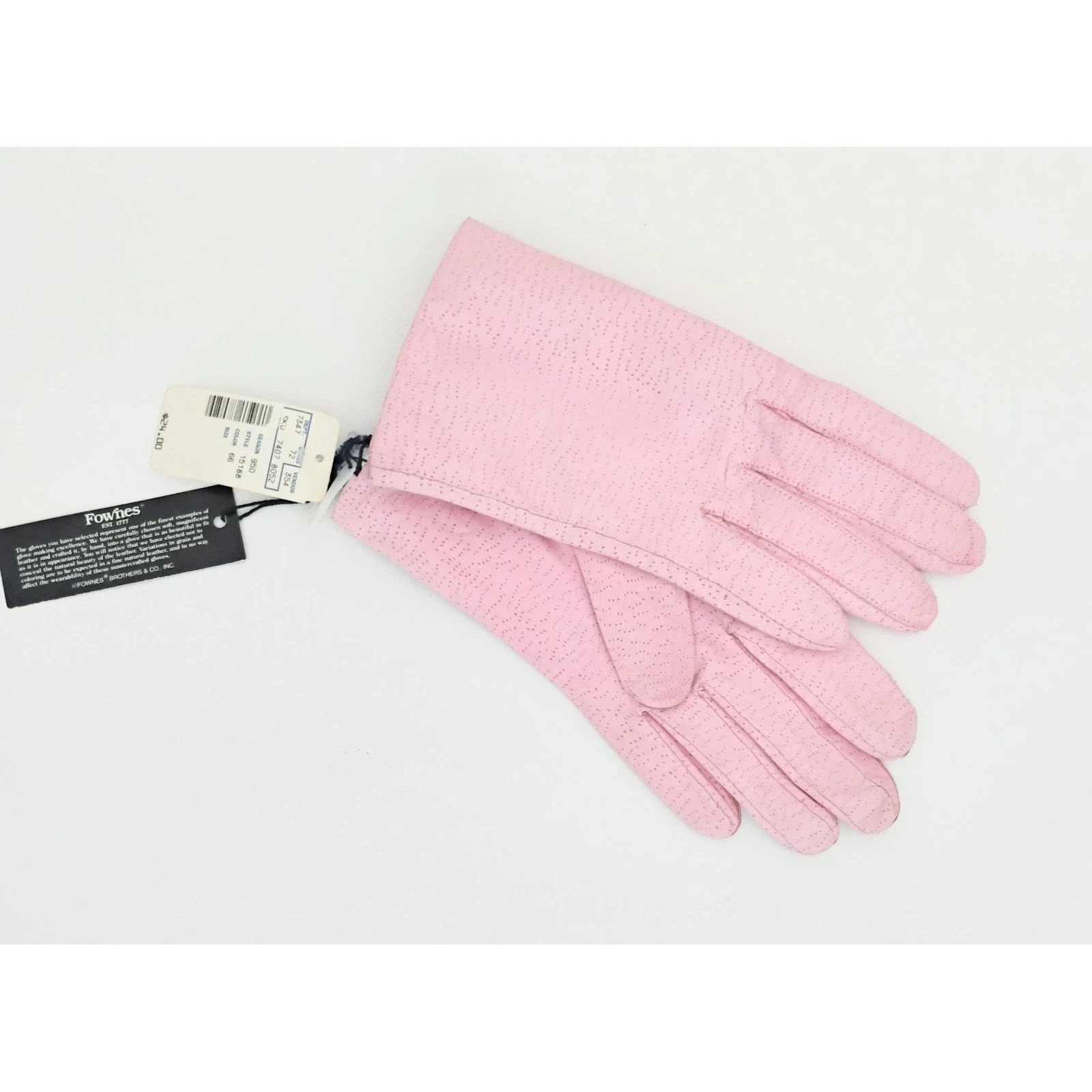 Vintage Fownes Leather Gloves Women 7 Pink NEW Perforated Keyhole Back Deadstock