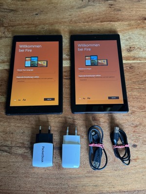 2 x Amazon Fire HD 8 Tablet (6th Gen) PR53DC & SX0340T Schwarz Wifi