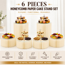 Buffet Risers for Party, Shape Use 3PCS Round Cream White Cake Stands, Foldable