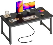 Computer Desk 55 x 24 inch Power Outlets USB C Black Heavy Duty Huuger